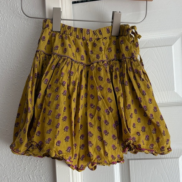 Pink Chicken Girls 100% Cotton Yellow Floral Block Print Skirt - Picture 2 of 6